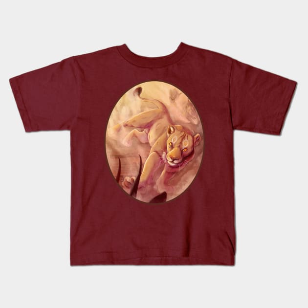 Lion Hunt Kids T-Shirt by TaksArt